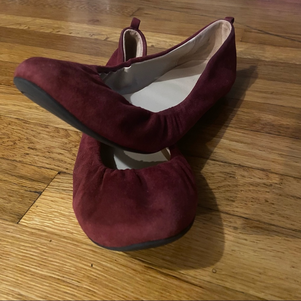 dark red nine west flats